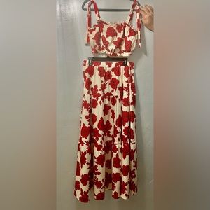 NEW 2-Piece Floral Flared Skirt & Cropped Top